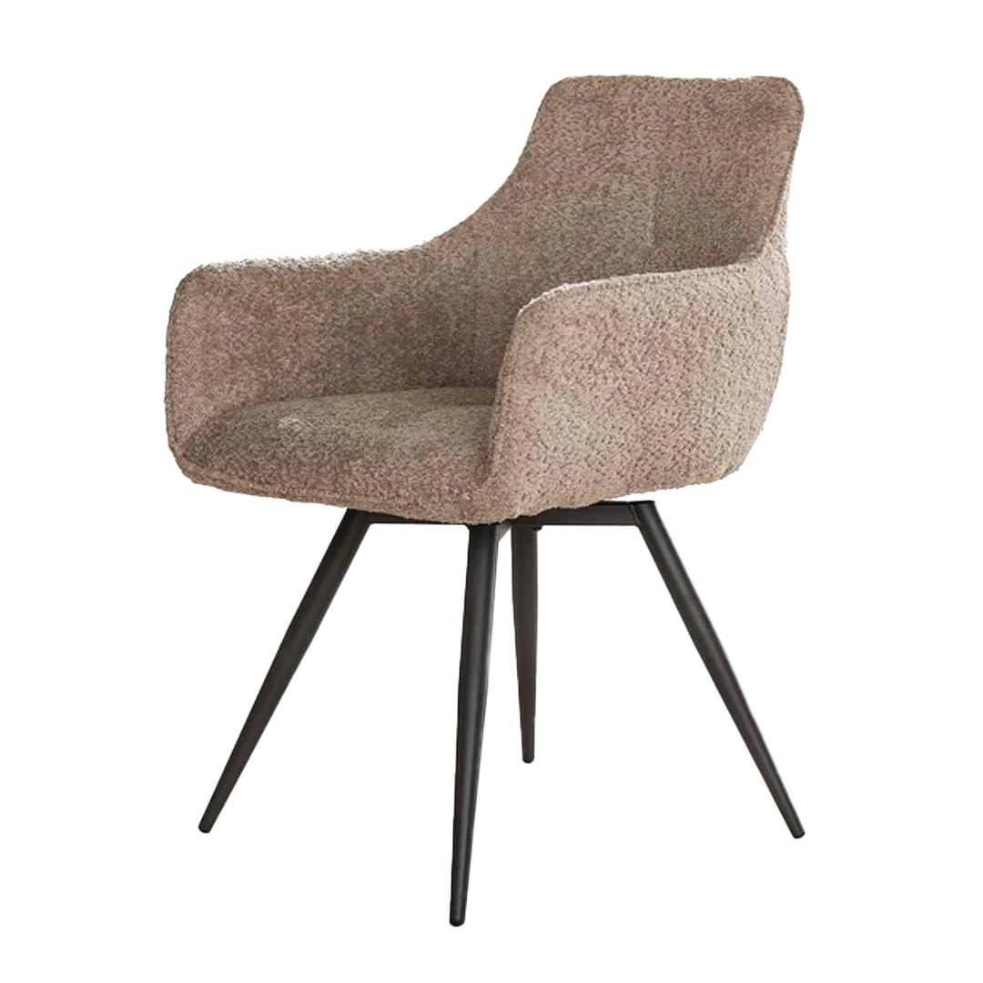 Yaheetech Eetkamerstoelen, set van 4, keukenstoelen, gestoffeerde stoelen met armleuningen, metalen poten, pull-out van fluweel voor werkkamer/ woonkamer, beige