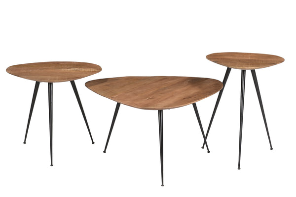 Salontafelset Loua | Naturel Mangohout — Vooraanzicht - witfoto