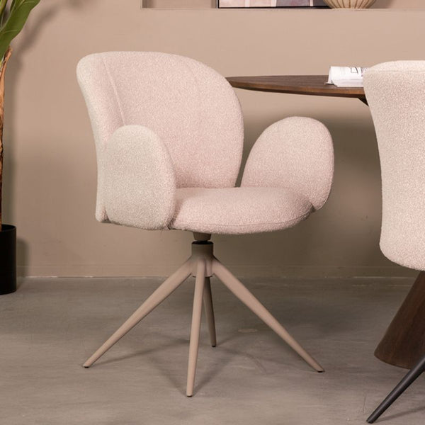 Eetkamerstoel Kimball | Naturel Bouclé | Taupe Onderstel