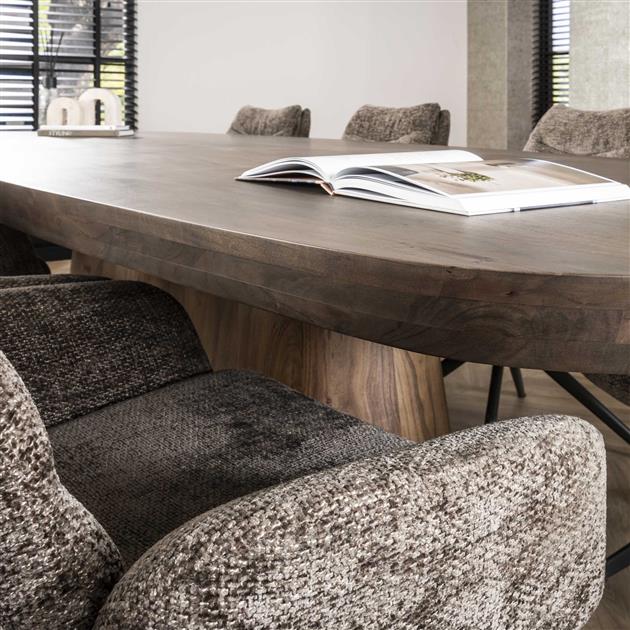 Eettafel Arcadia acaciahout, detail van het materiaal