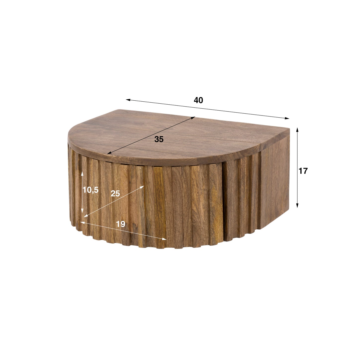Nachtkastje Ridge | Zwevend | Mangohout Naturel