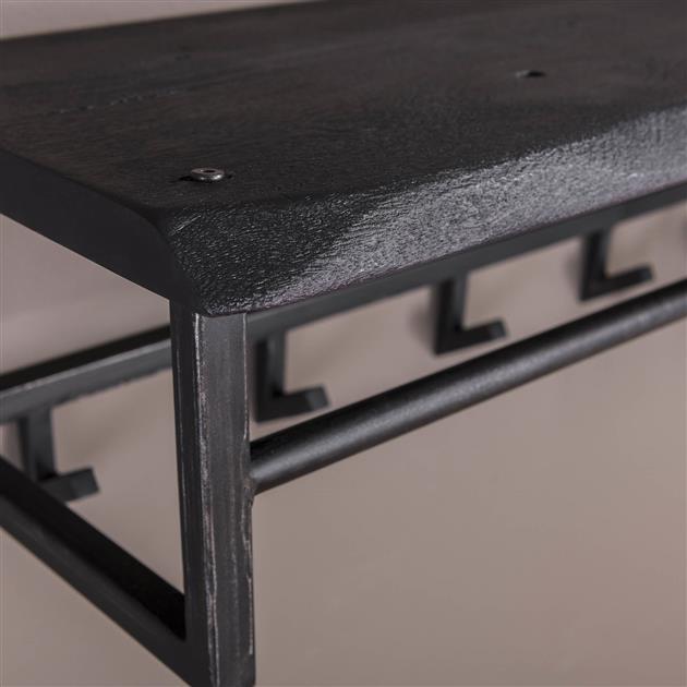 Kapstok Yucon 6 haken zwart massief acacia, detail van het materiaal