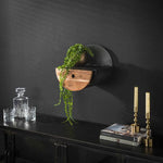 Wandschap Half Moon Ø30 met lade | Naturel massief acacia