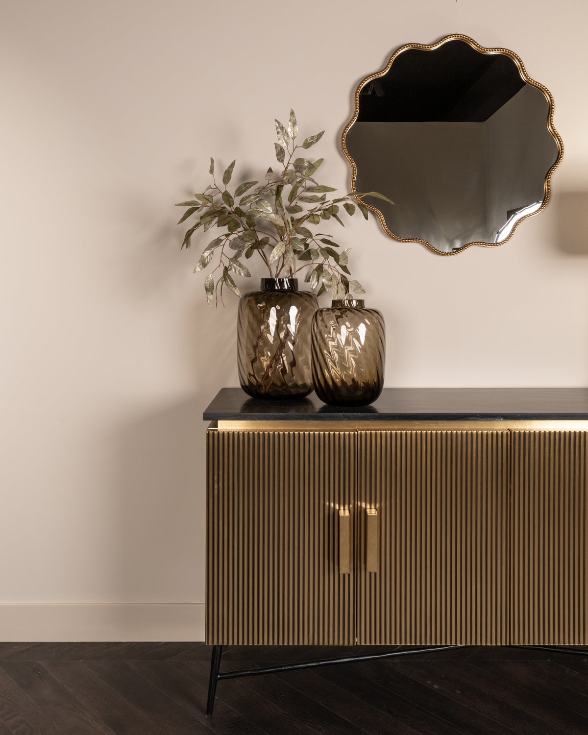 Dressoir Ironville zwart en goud marmer