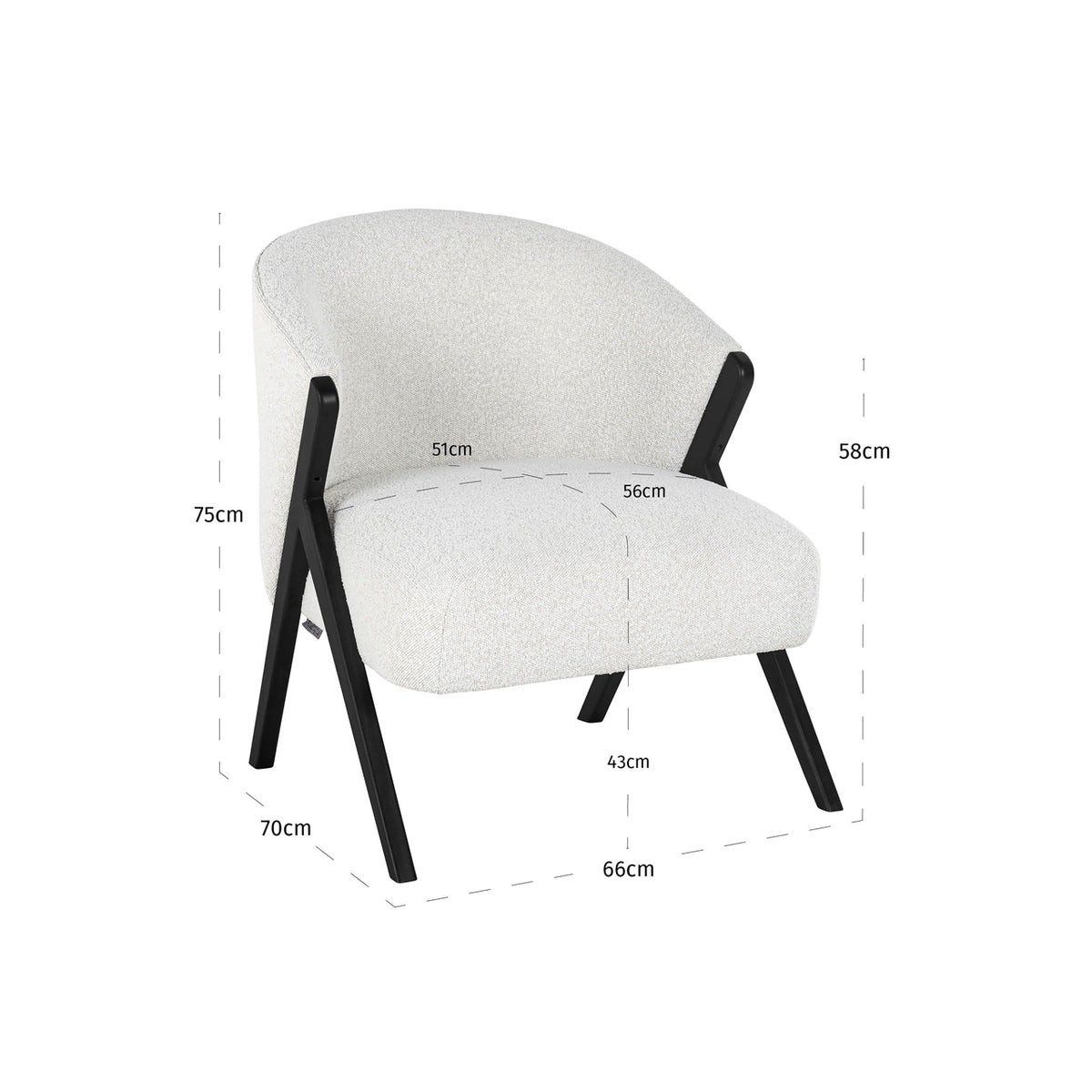 Fauteuil Mia | Wit Bouclé