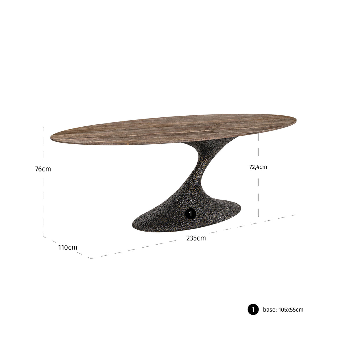 Eettafel Russo bruin aluminium