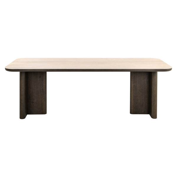 Eettafel Nando bruin eiken fineer 270 cm, vooraanzicht op witte achtergrond