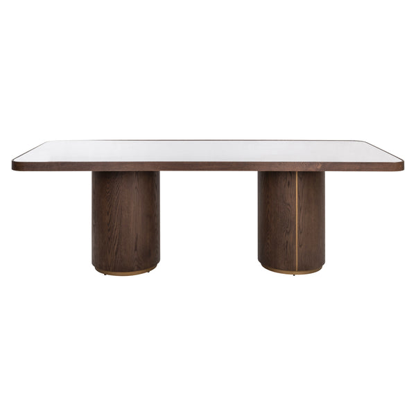 Eettafel Willox beige eikenhout, vooraanzicht op witte achtergrond