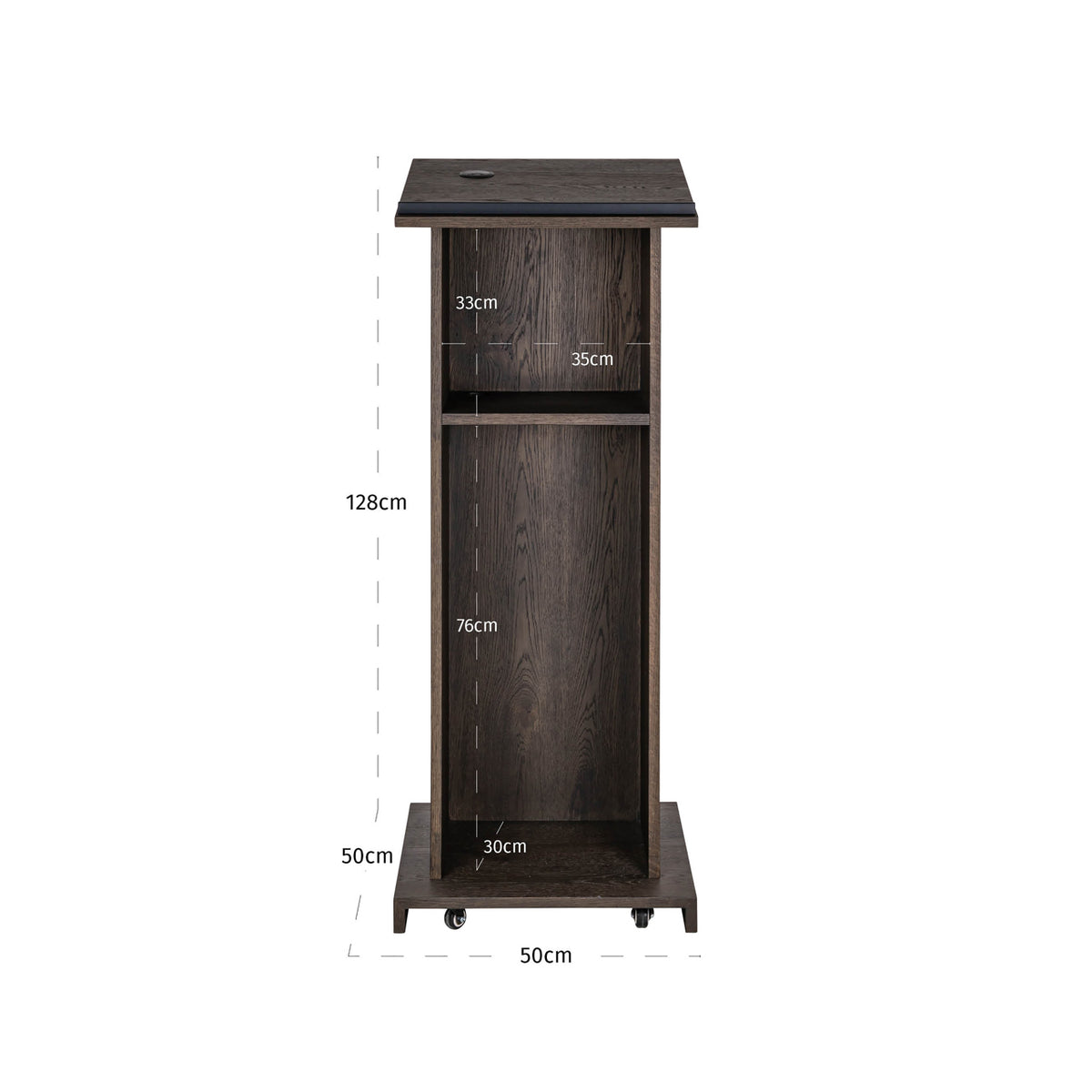 Bartafel Ritz bruin mdf, maatvoering met afmetingen