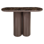 Sidetable Almundi bruin mdf, vooraanzicht op witte achtergrond