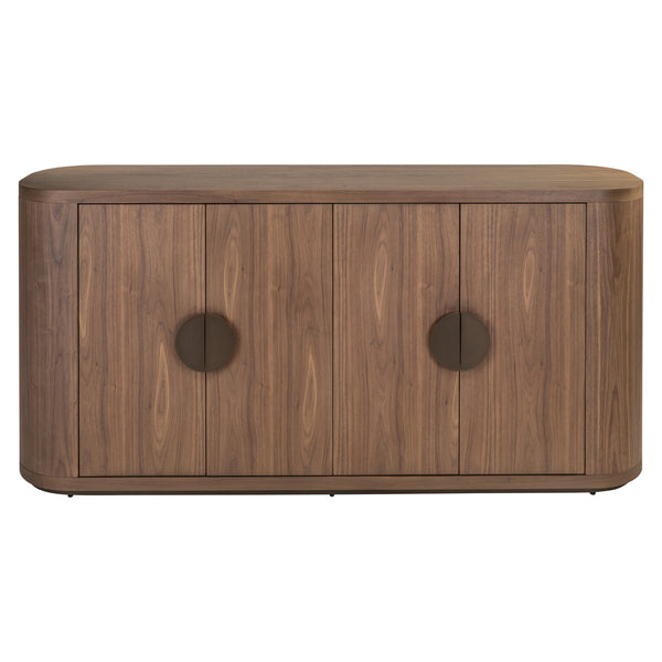 Dressoir Windsor walnoot mdf, vooraanzicht op witte achtergrond
