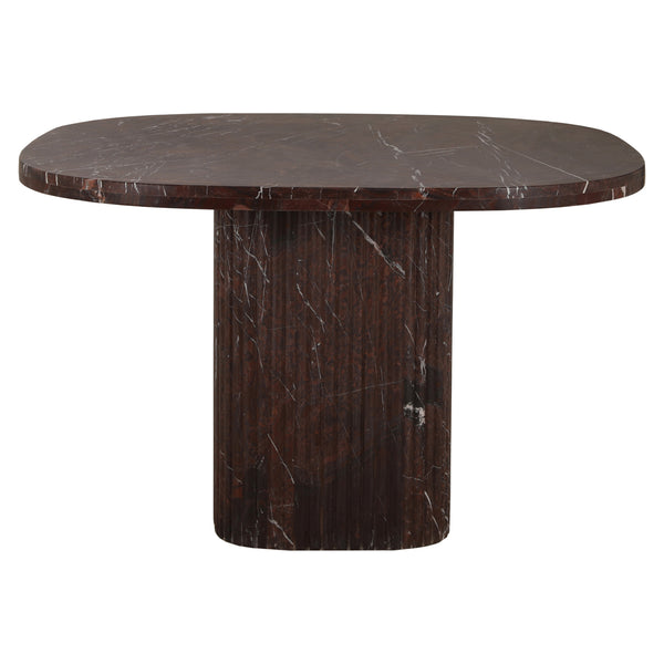 Eettafel Orchid rood marmer, vooraanzicht op witte achtergrond
