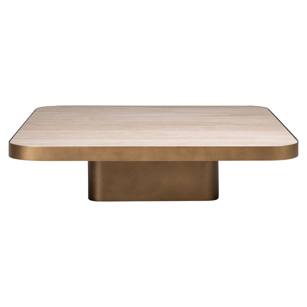 Salontafel Claridge beige glas 100 cm, vooraanzicht op witte achtergrond