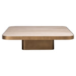 Salontafel Claridge beige glas 100 cm, vooraanzicht op witte achtergrond