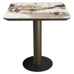 Eettafel Langford bruin mdf, vooraanzicht op witte achtergrond
