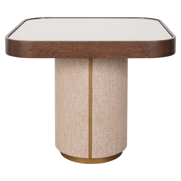 Bijzettafel Willox beige eikenhout, vooraanzicht op witte achtergrond