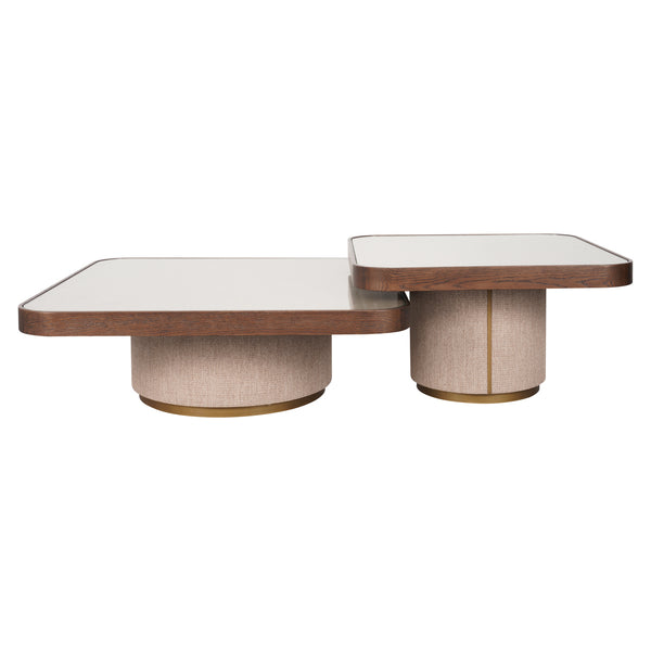 Salontafel Willox beige eikenhout, vooraanzicht op witte achtergrond