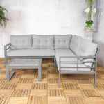Loungeset Elba grijs, vooraanzicht in een interieur