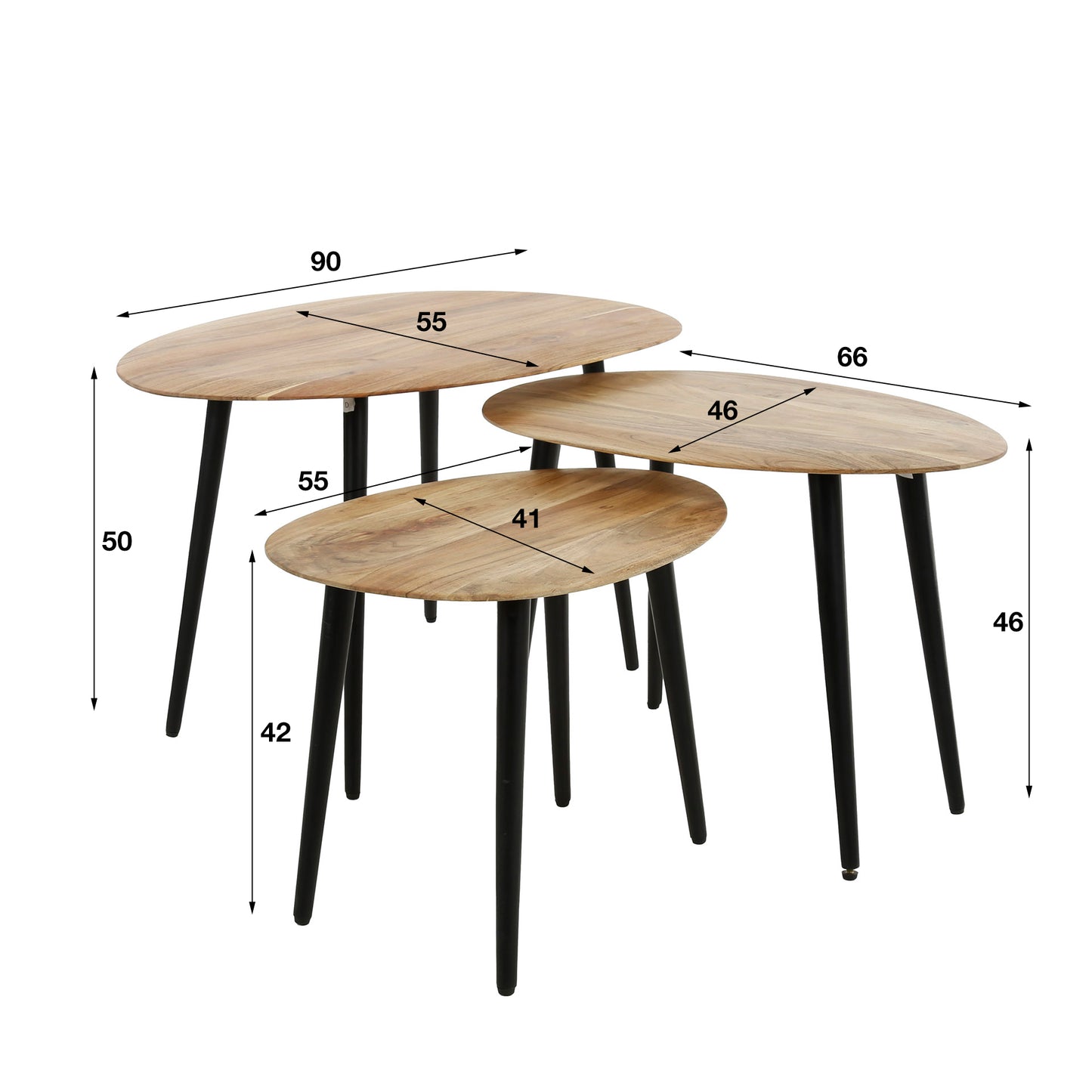 Salontafel Esther | Set Van 3 | Naturel Acaciahout