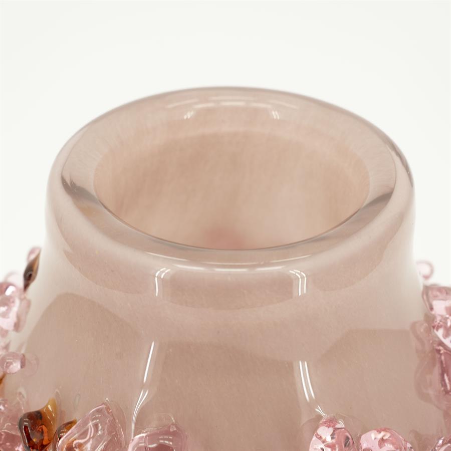 Vaas & Pot Quartz roze glas, detail van het materiaal