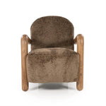 Fauteuil Retrova bruin stof, vooraanzicht op witte achtergrond