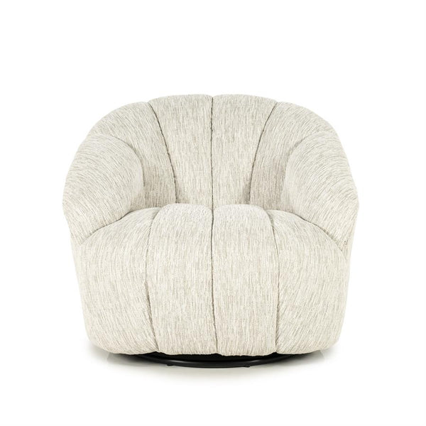 Fauteuil Sogno beige polyester, vooraanzicht op witte achtergrond