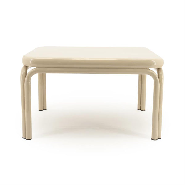 Salontafel Zilo beige metaal, vooraanzicht op witte achtergrond
