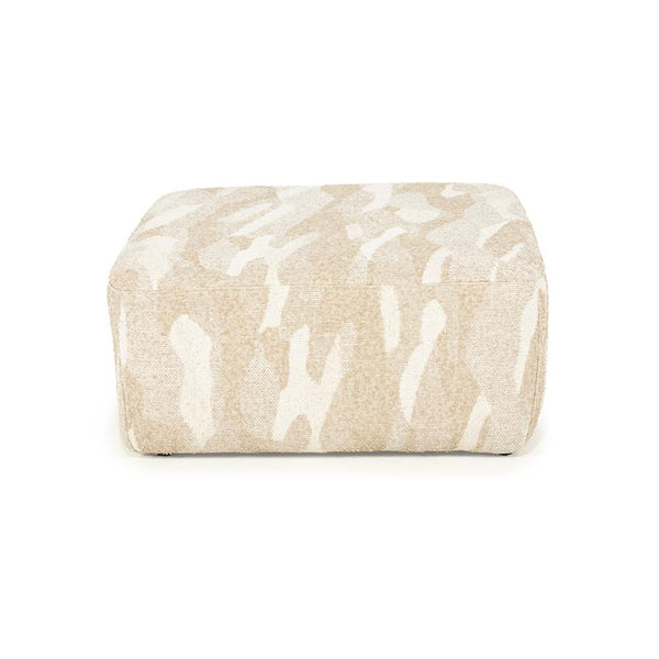 Poef Rytm beige stof groot, vooraanzicht op witte achtergrond
