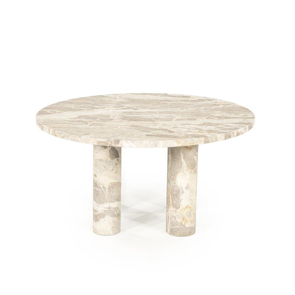 Salontafel Marmo beige marmer, vooraanzicht op witte achtergrond