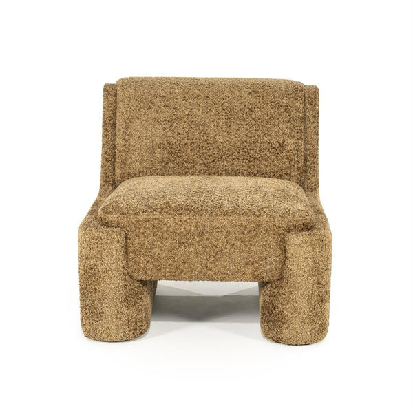 Fauteuil Omla geel stof, vooraanzicht op witte achtergrond