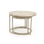 Salontafel Alvar beige ijzer set van 2, vooraanzicht op witte achtergrond