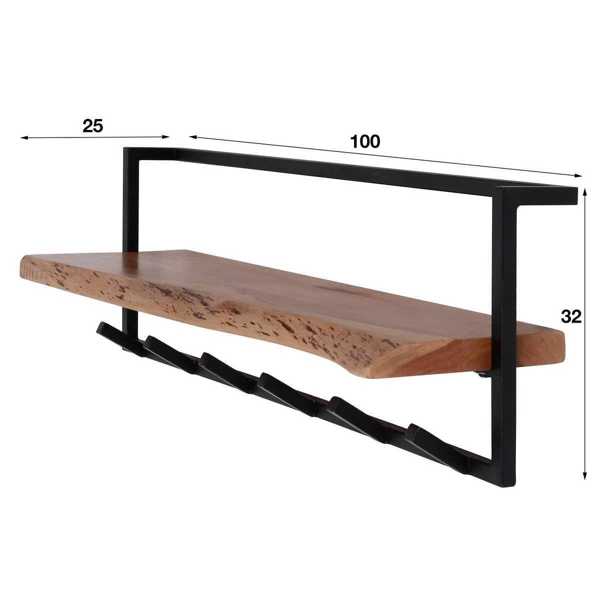Kapstok Edge Shelf | Massief Acacia Naturel