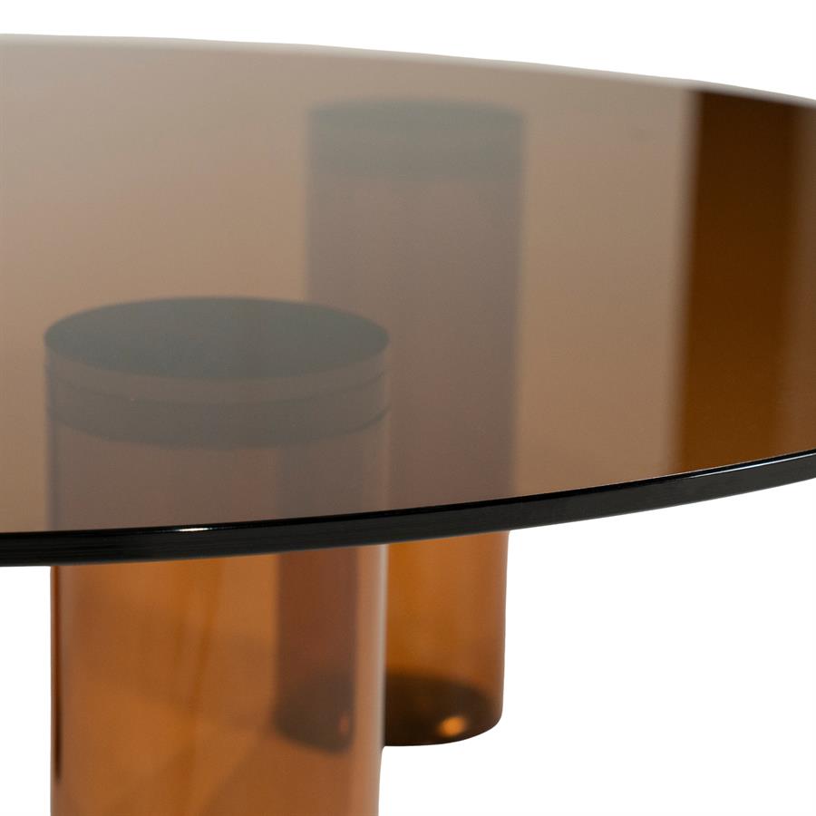Salontafel Aero bruin glas, detail van het materiaal