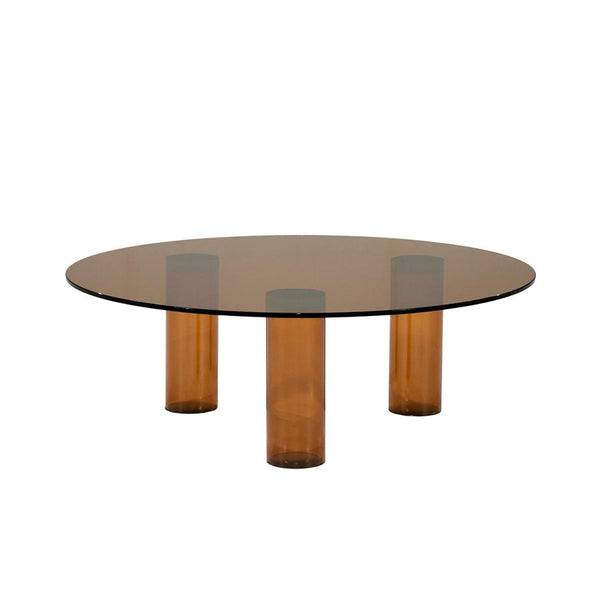 Salontafel Aero bruin glas, vooraanzicht op witte achtergrond