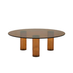 Salontafel Aero bruin glas, vooraanzicht op witte achtergrond