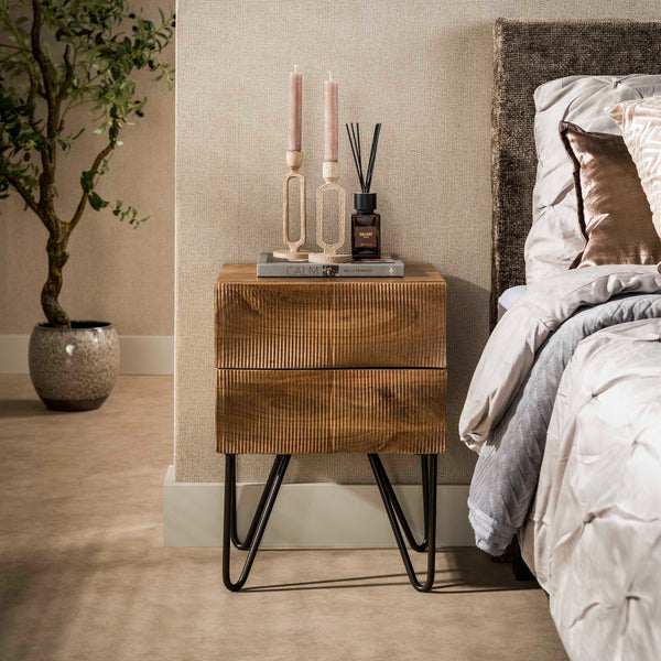 Nachtkastje Ocean | 2 lades | Naturel Mangohout
