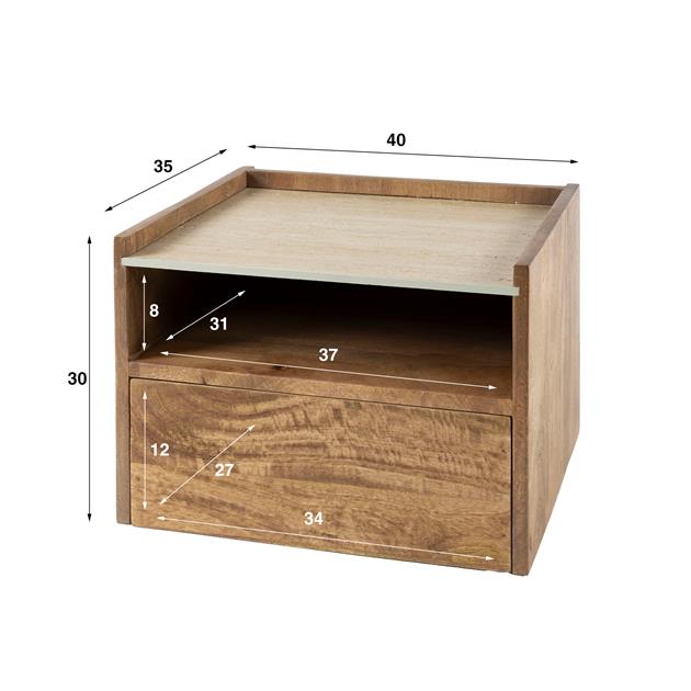 Nachtkastje Amélie | Mangohout Naturel