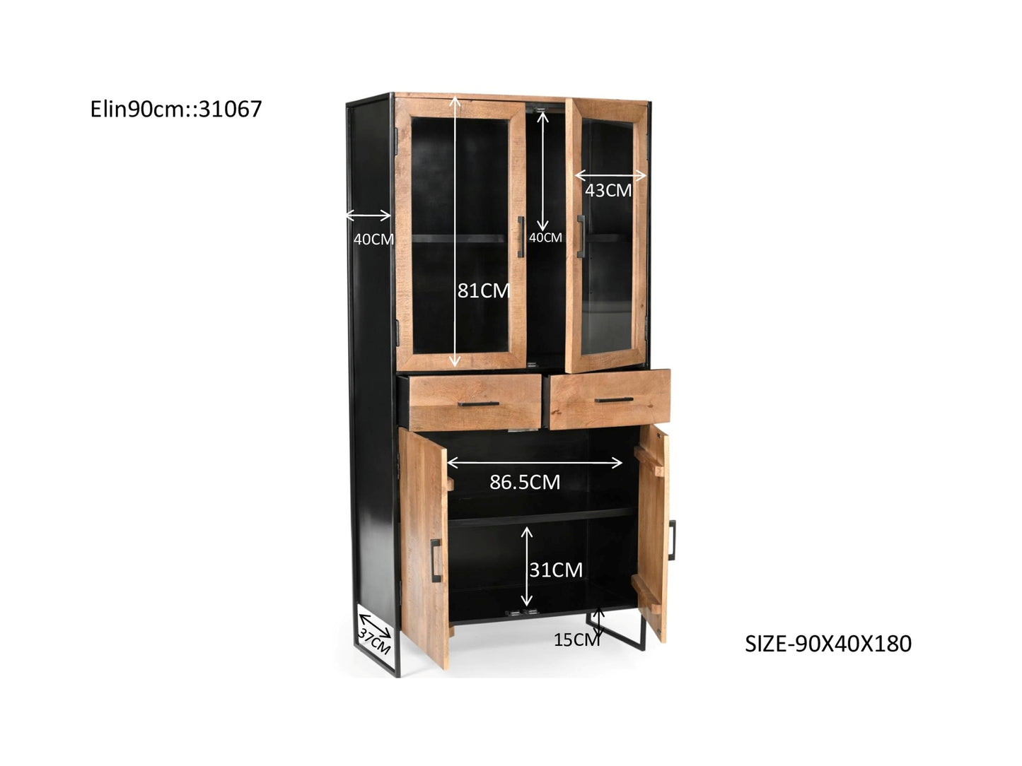 Opbergkast Elin | Breed | Naturel Mangohout