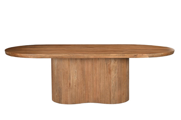 Eettafel Sevilla bruin mangohout 220 cm, vooraanzicht op witte achtergrond