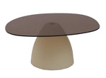 Salontafel Mylon glas organisch 86cm, vooraanzicht op witte achtergrond