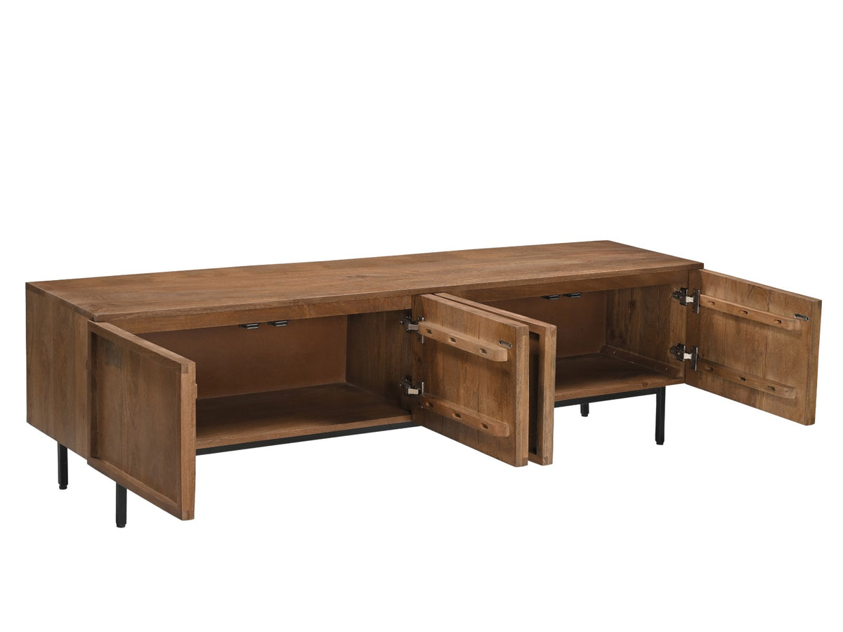 Tv-meubel Elan naturel mangohout, detail van de functie