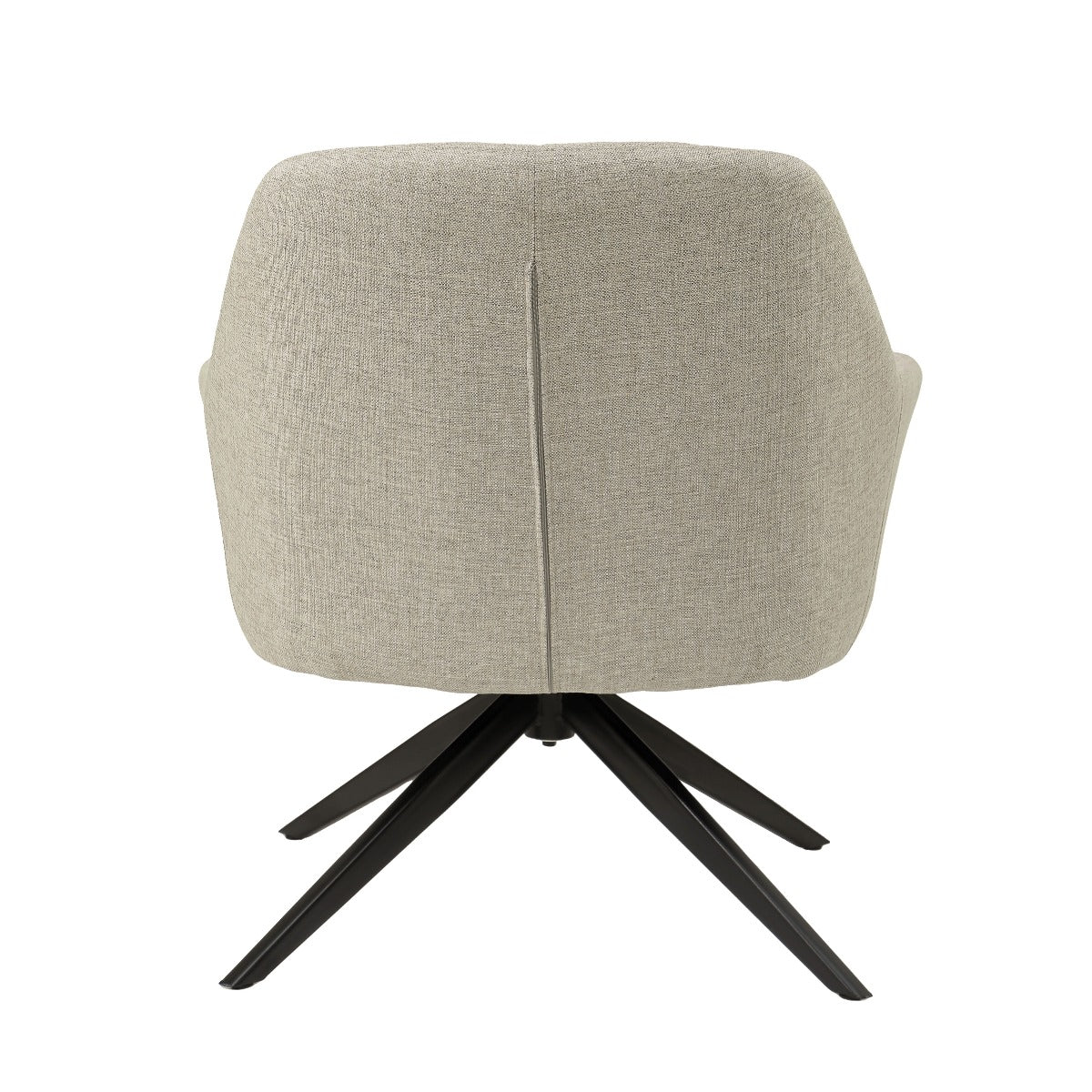 Fauteuil Tom beige stof, achteraanzicht op witte achtergrond