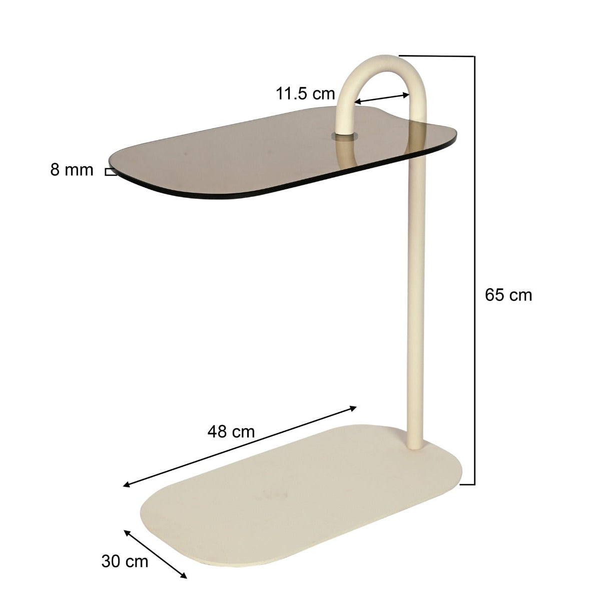 Bijzettafel Brix | Beige Glas