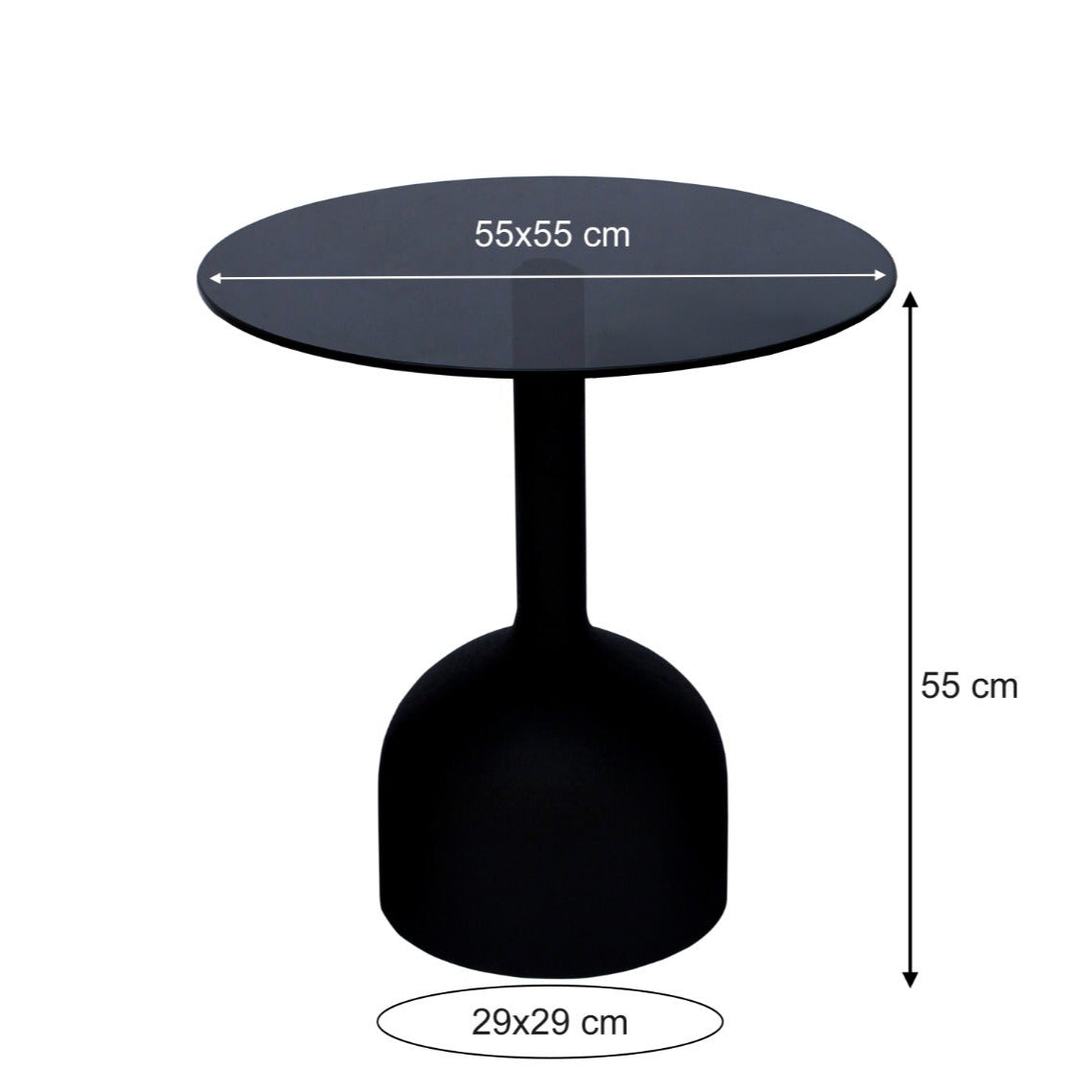 Bijzettafel Isa | Zwart Glas | Ø55 cm