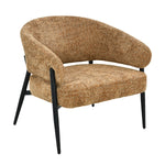 Fauteuil Dilan cognac stof, vooraanzicht op witte achtergrond