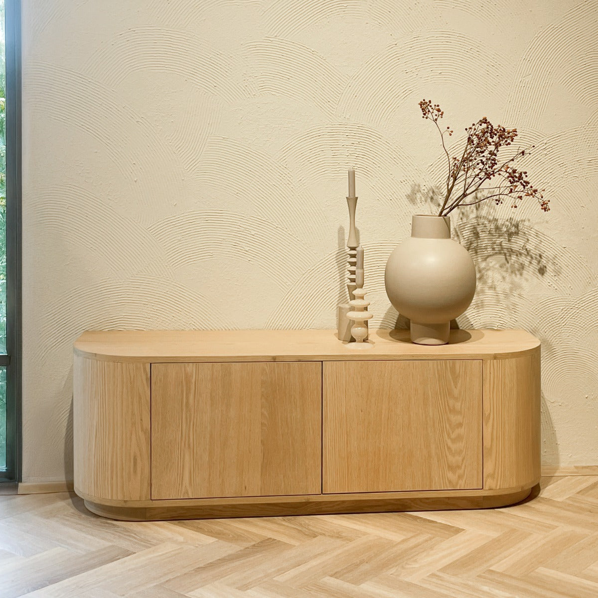 Tv-meubel Novero | Naturel Eiken fineer | Staand