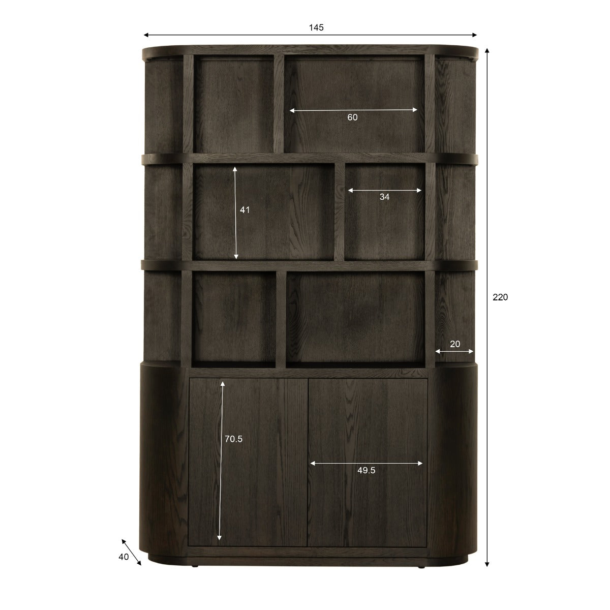 Boekenkast Novero | Bruin Eiken fineer