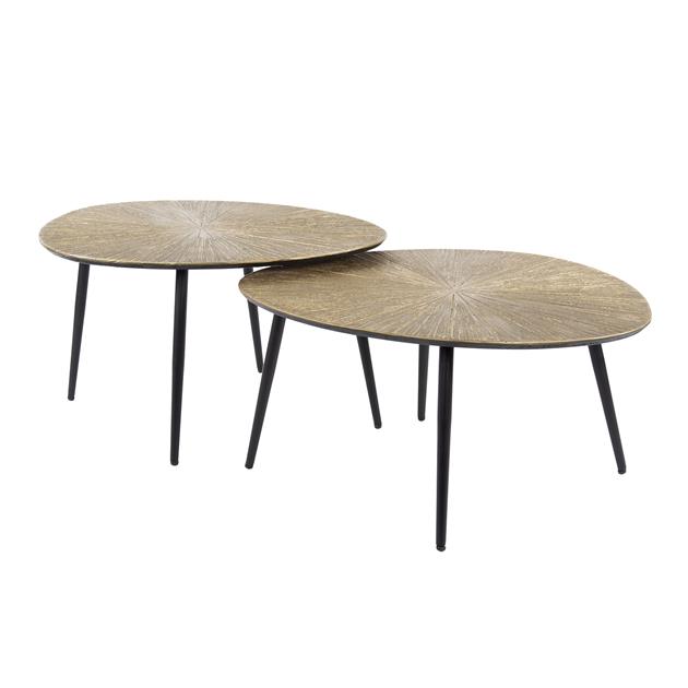 Salontafel Noa goud metaal, detail van het materiaal