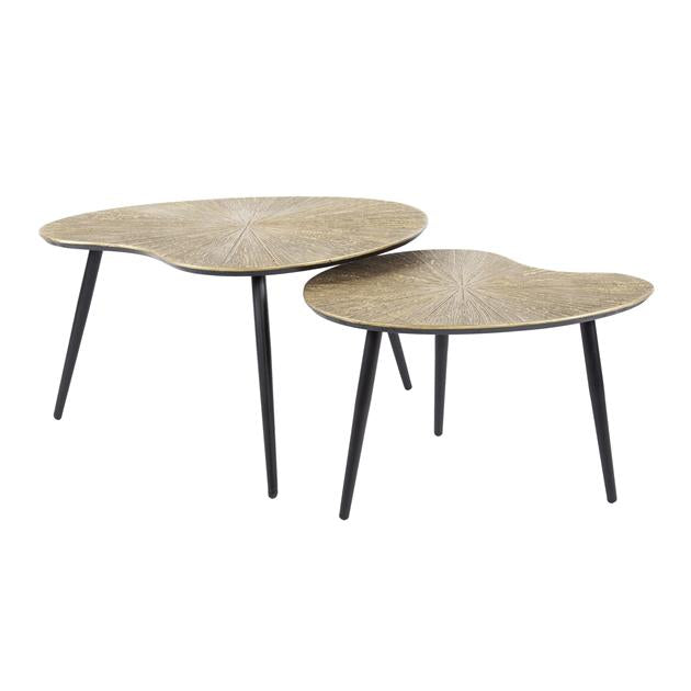 Salontafel Noa goud metaal, detail van het materiaal