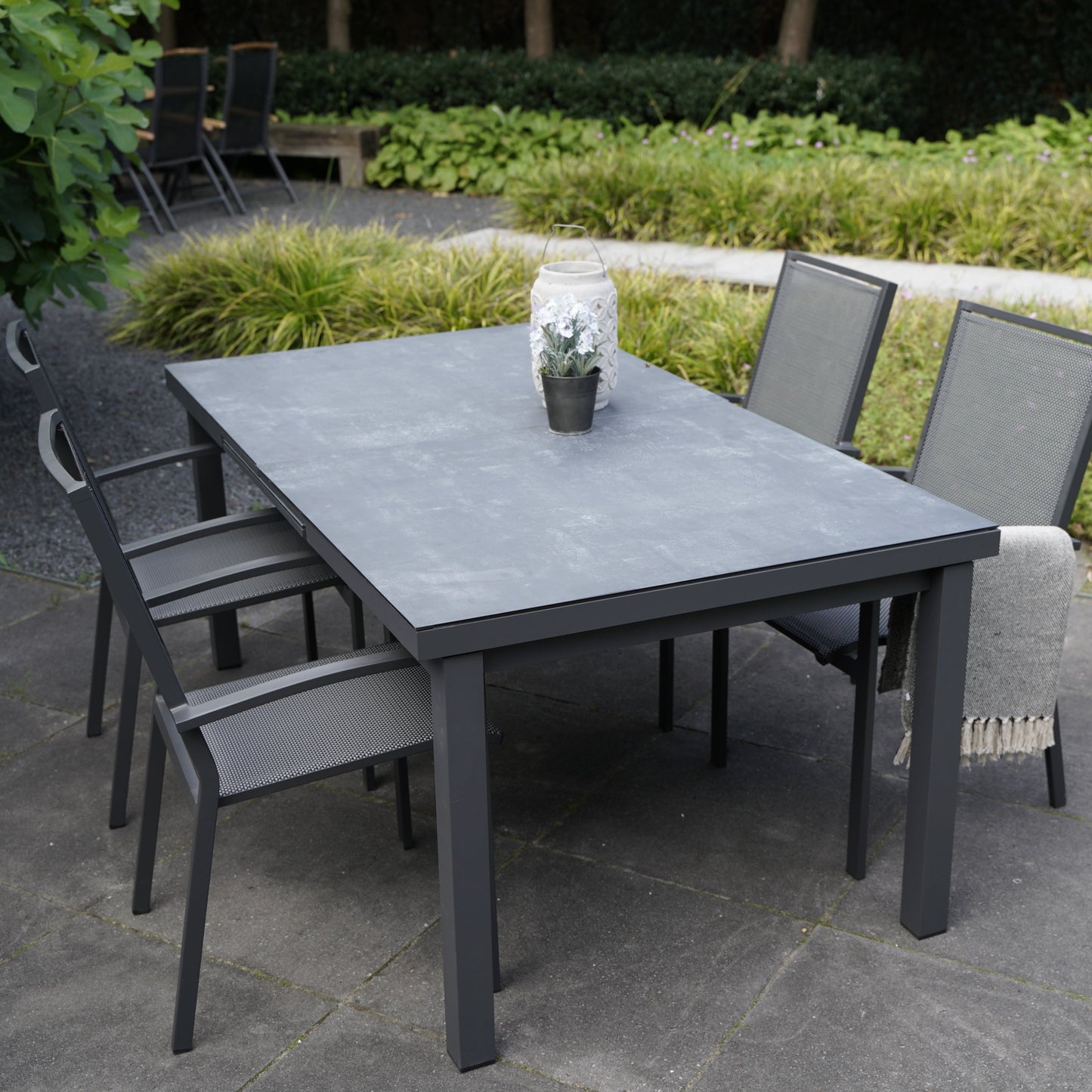 Tuintafel Baleno Negro | Uittrektafel | Grijs